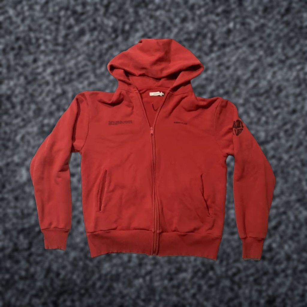 Pangaia PANGAIA Hoodie Mens XL Red WORTHY OF LOVE Graphic Full Zip Fleece Casual Size US XL / EU 56 / 4 - 1 Thumbnail