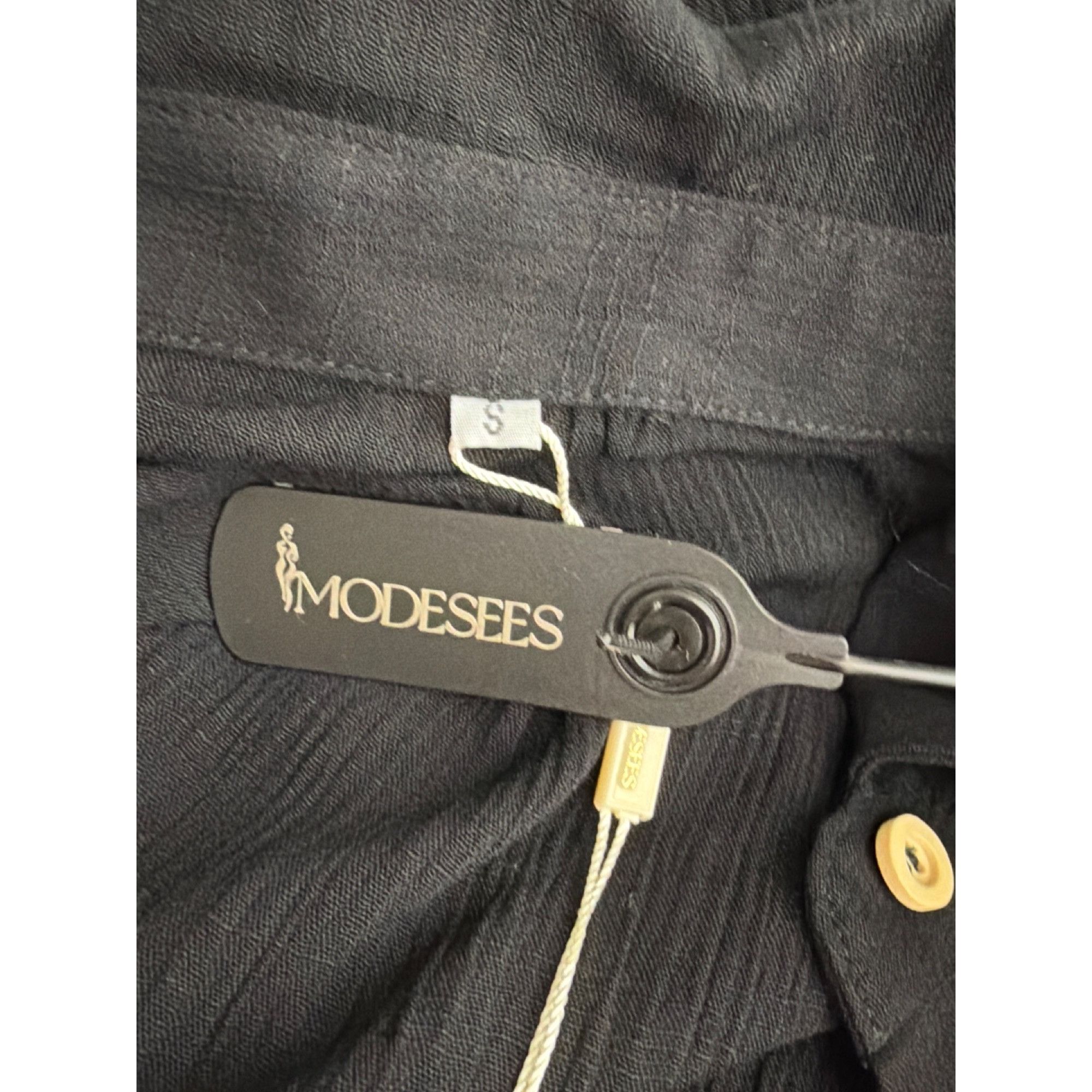 Other Modesees Women's Black Crinkled Cotton Long Sleeve Shirt Dre Size S / US 4 / IT 40 - 8 Thumbnail
