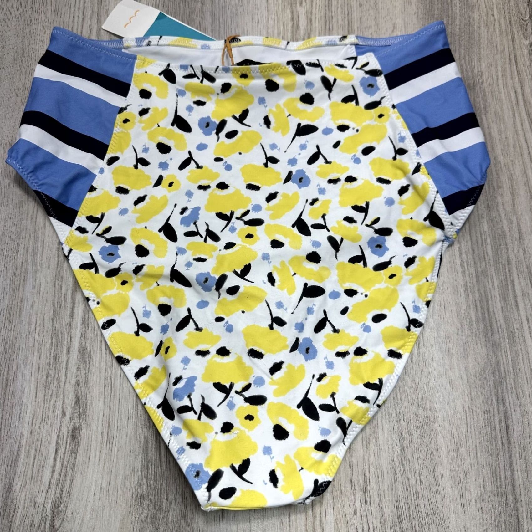 Tanya Taylor Tanya Taylor Swim Kaia Bikini Bottom Blue Yellow NWT Sz L Floral Stripe Womens Bottoms Size 36" / US 14 / IT 50 - 3 Thumbnail