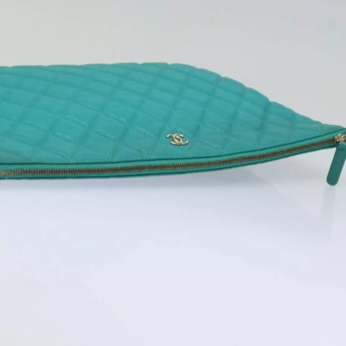 Chanel CHANEL Clutch Bag Caviar Skin Turquoise Blue CC Auth Size ONE SIZE - 9 Thumbnail