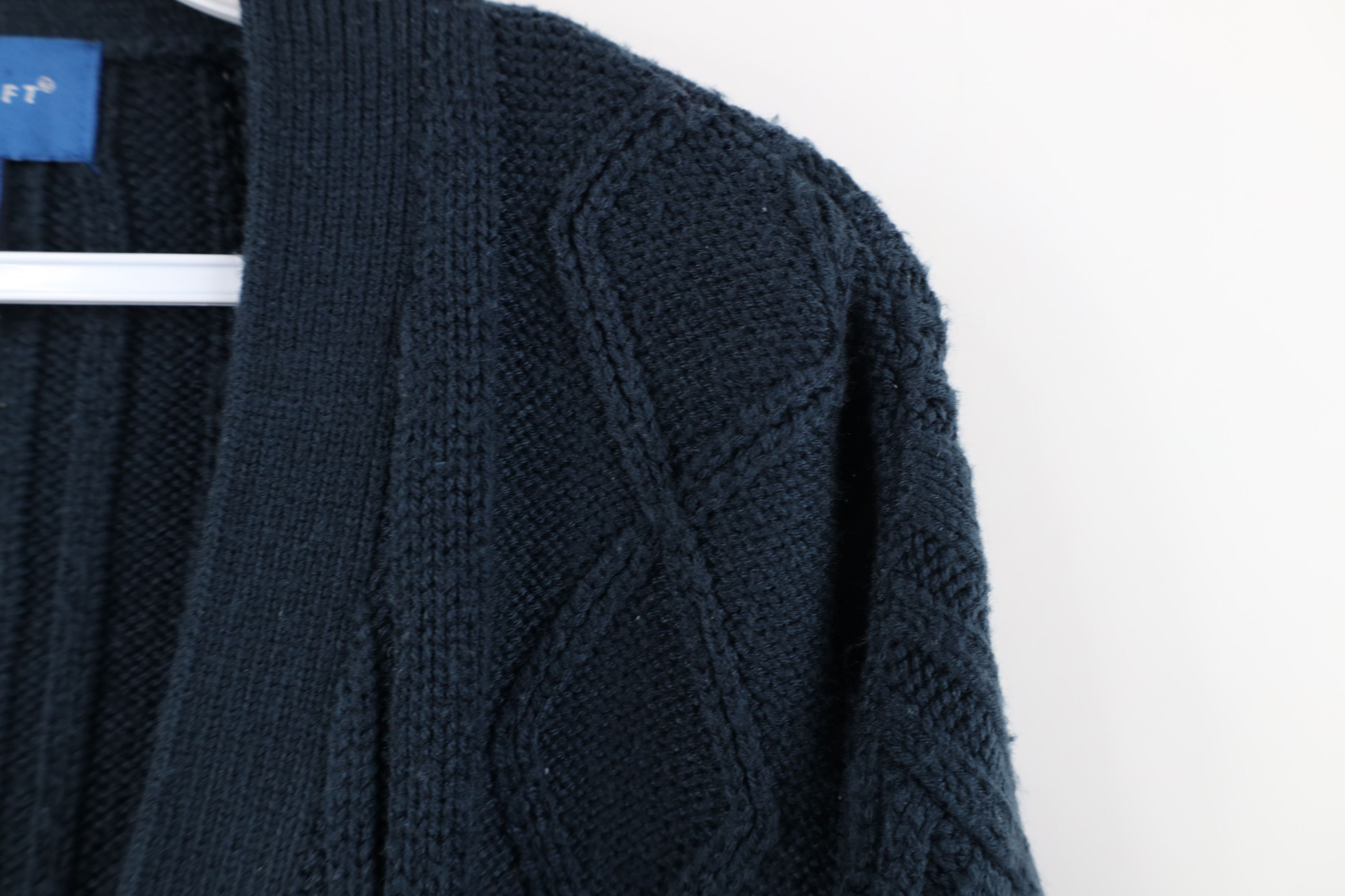 Vintage Vintage 90s Streetwear Cable Knit Fisherman Cardigan Sweater Size US L / EU 52-54 / 3 - 4 Thumbnail
