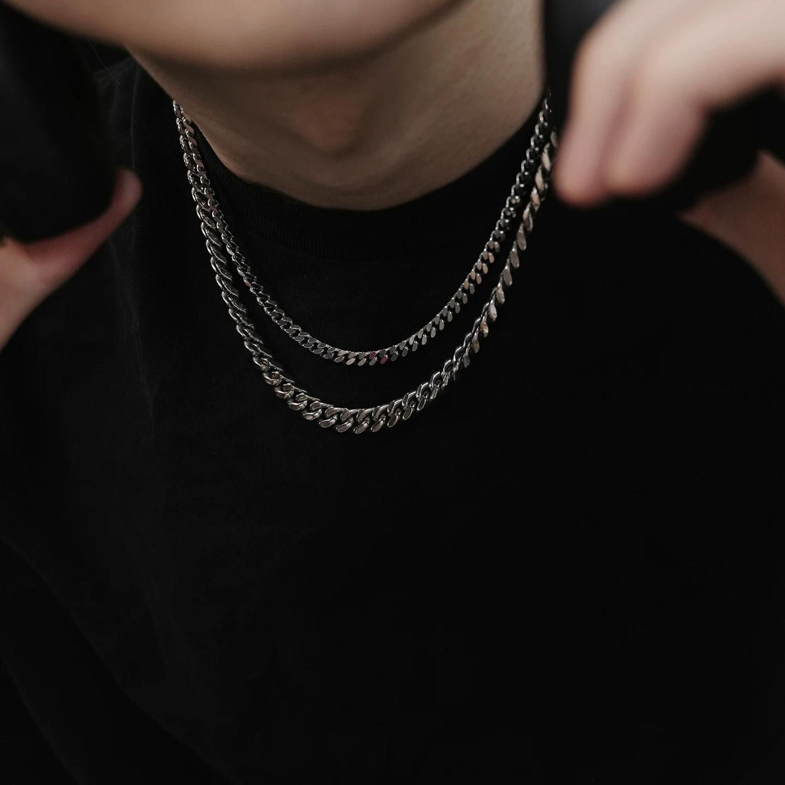 Jewelry Silver Cuban Chain Necklace | Metal Chain Size ONE SIZE - 4 Thumbnail
