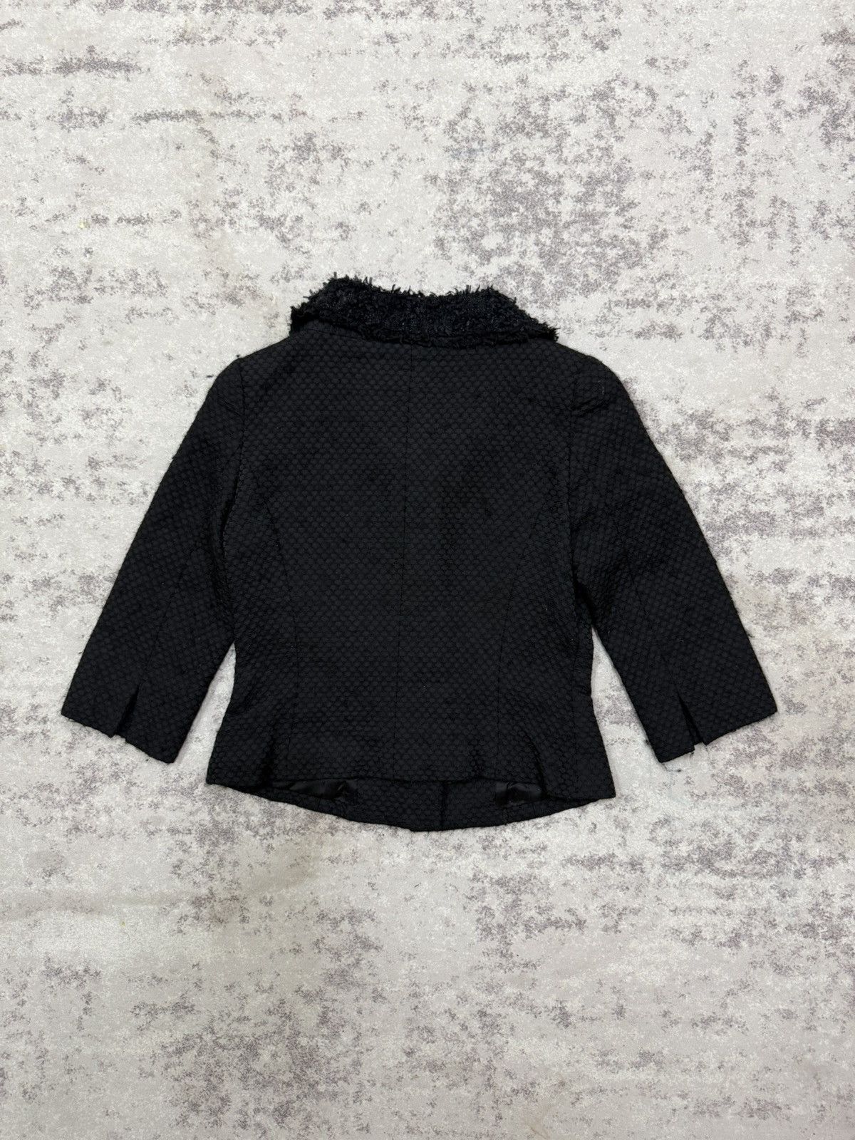 Balmain BALMAIN BLACK TEXTURED JACKET FUR COLLAR THREE QUARTER SLEVE Size XS / US 0-2 / IT 36-38 - 12 Thumbnail