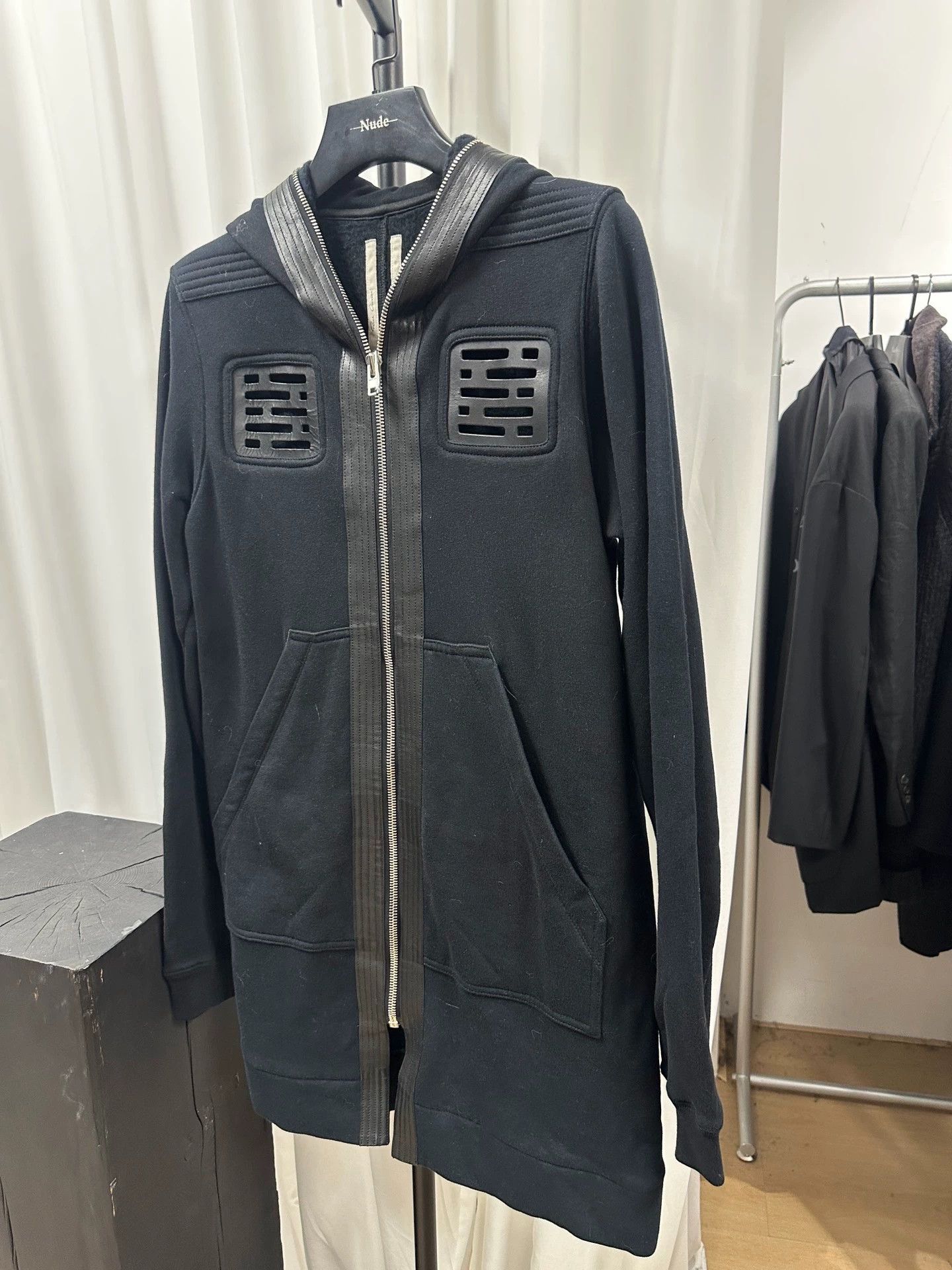 Rick Owens Rick Owens Leather Panel Hooded Knit Hoodie Old Rick Vintage Size US M / EU 48-50 / 2 - 3 Thumbnail