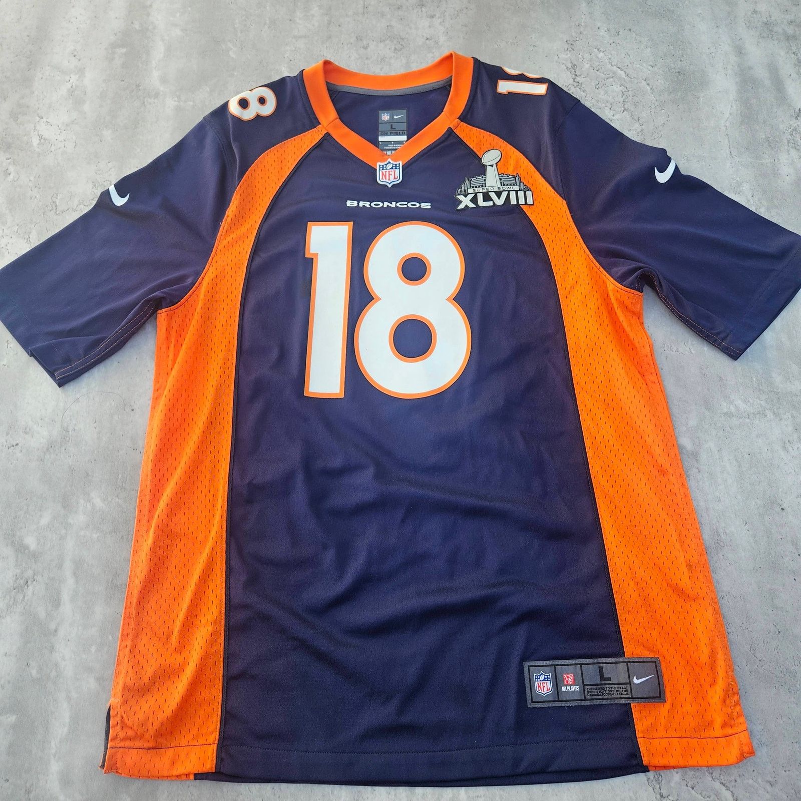 Nike On Field Peyton Manning Broncos Super Bowl Jersey Sz L