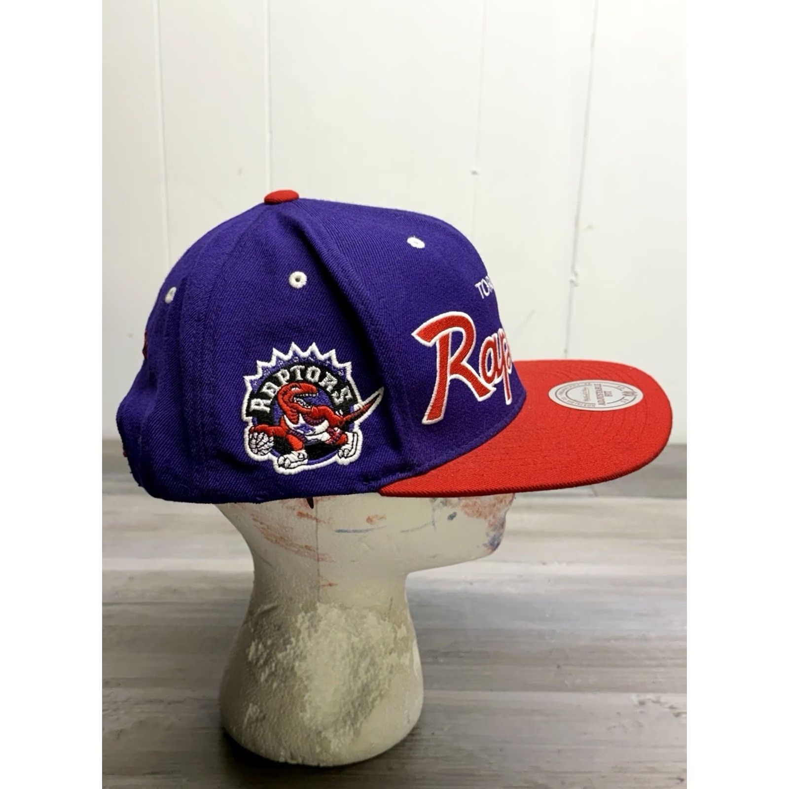 Mitchell & Ness MITCHELL & NESS NBA Toronto Raptors Team Script Snapback Hat Purple Red Mens OSFA Cap Size ONE SIZE - 4 Thumbnail