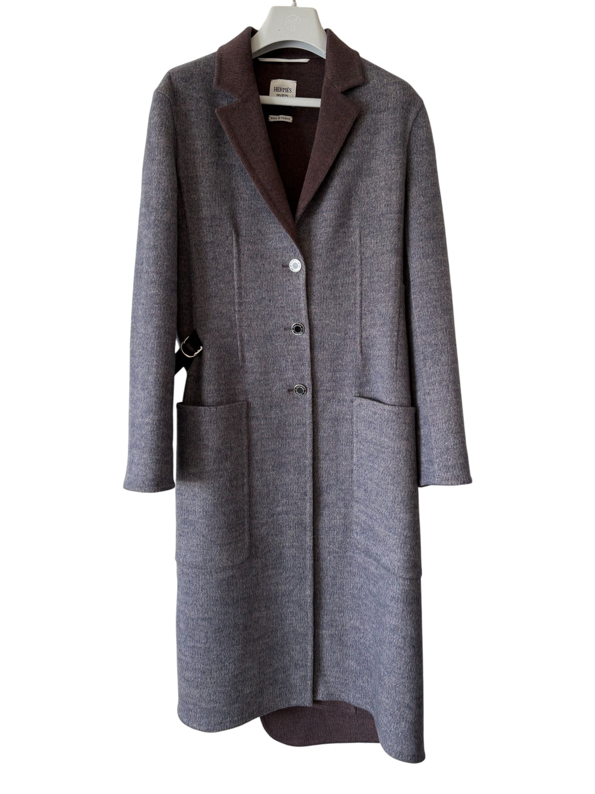 Hermes Hermes Grey Mélange Double Faced Cashmere Belted Coat Size S / US 4 / IT 40 - 1 Thumbnail