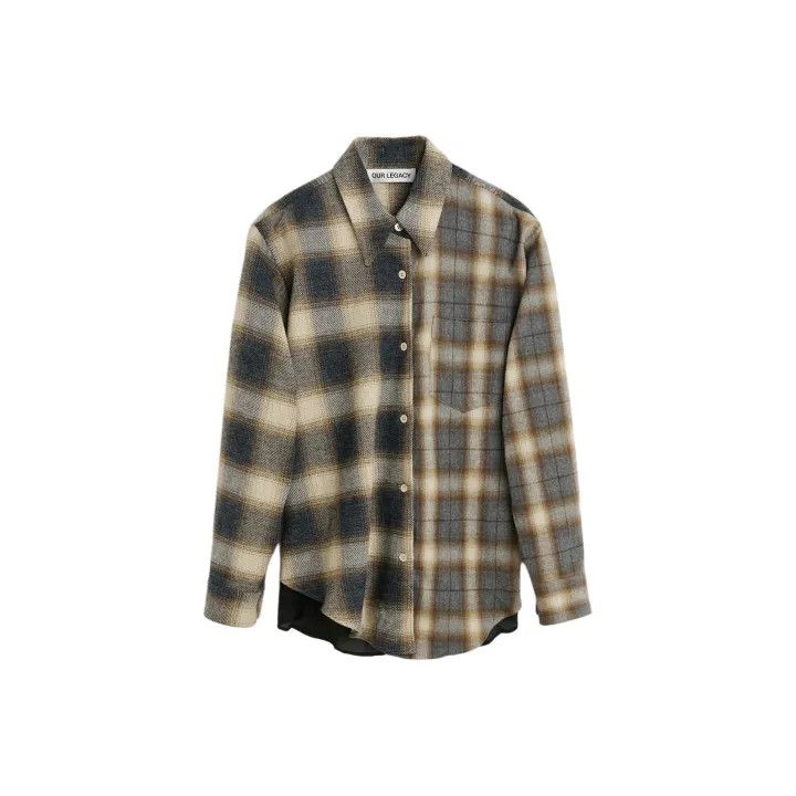 Our Legacy OUR LEGACY FW24 Asymmetrical Plaid Flannel Shirt 0079 Size M / US 6-8 / IT 42-44 - 1 Thumbnail