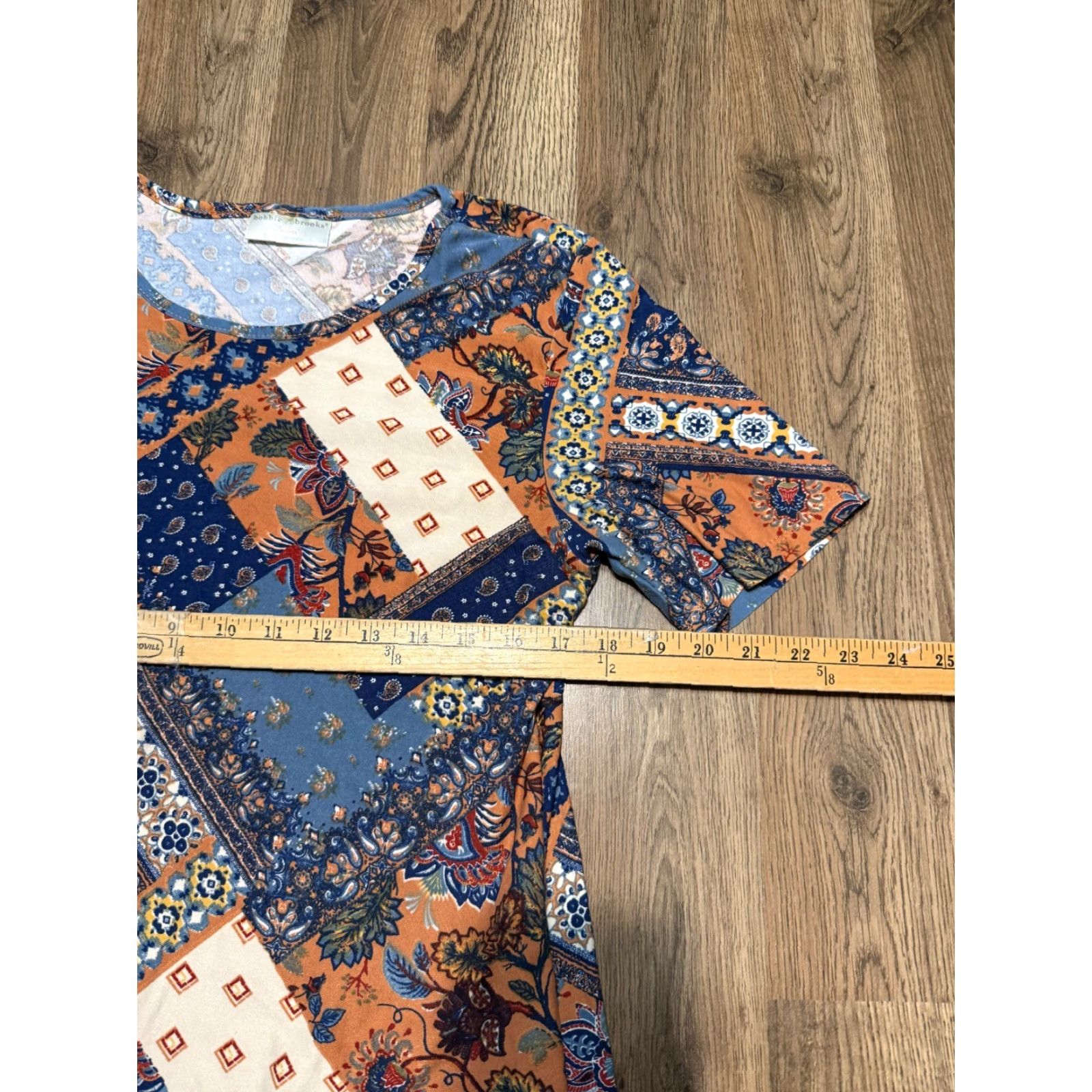 Vintage Bobbie Brooks Dress Shirt Dress Womens Large Brown Blue Floral Short Sleeve Size L / US 10 / IT 46 - 4 Thumbnail