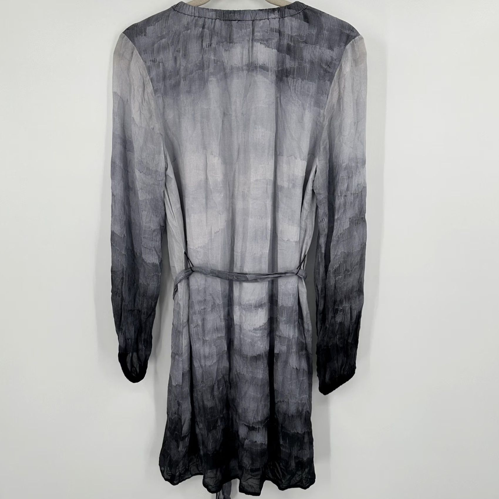 CLOT cloth & stone Dress Womens Small Gray Black Ombre Tie Dye Long Sleeve Belted Size S / US 4 / IT 40 - 6 Thumbnail