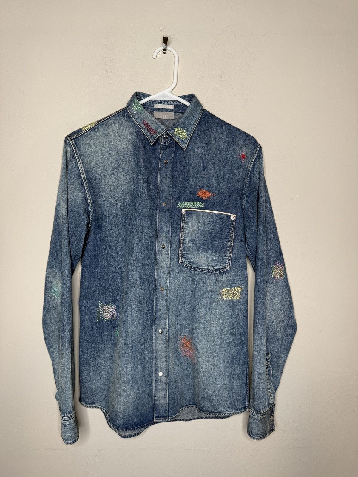 Dior Dior Stitch-Work Embroidery Denim Button Up- Hedi Slimane Size US S / EU 44-46 / 1 - 1 Thumbnail