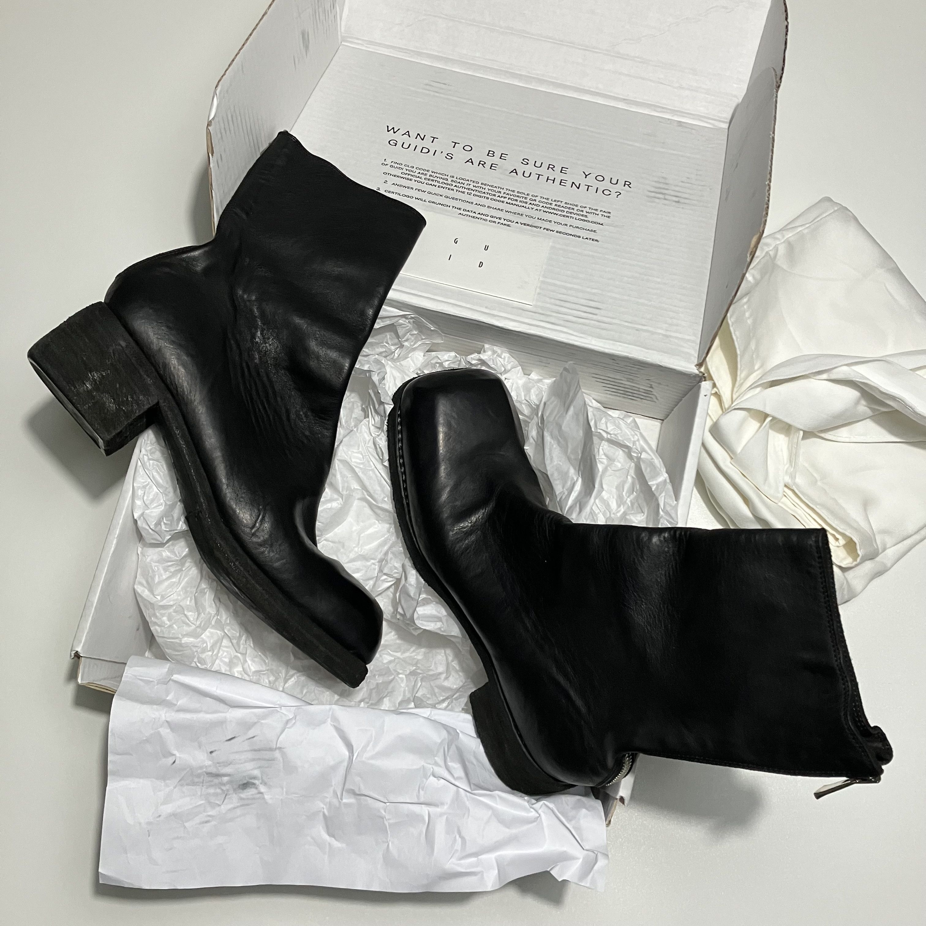 GUIDI 9088 ブラック短靴 Guidi GUIDI 9088 Square-toe Horse Leather Back-zip Ankle