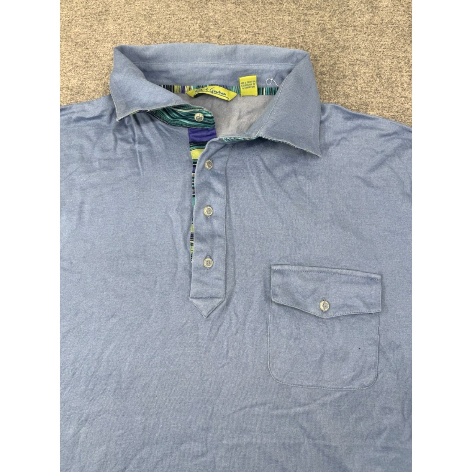Robert Graham Robert Graham Classic Fit Polo Shirt Men’s XL Blue Short Sleeve Button Collared Casual Designer Shirt Size US XL / EU 56 / 4 - 2 Thumbnail