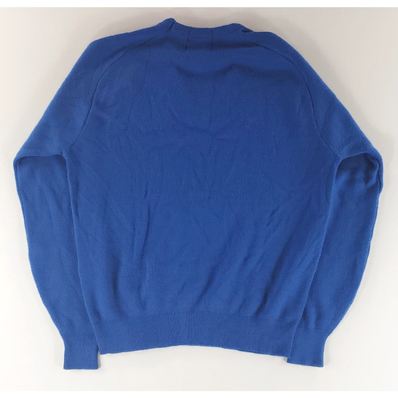 Vintage VTG Kansas Basketball Band Sweater Pine State Blue Mens L V Neck Pullover State Popular 80s Decade Men Size US L / EU 52-54 / 3 - 5 Thumbnail