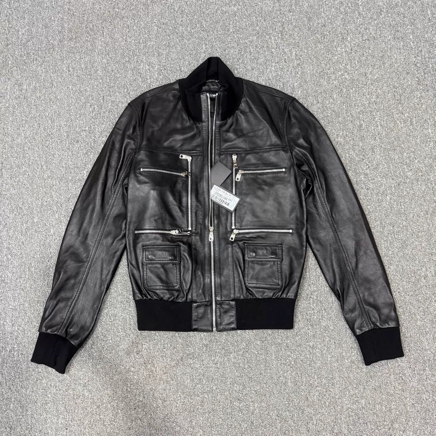 Dolce & Gabbana D&G black sheepskin leather jacket men's 50 Size US M / EU 48-50 / 2 - 1 Thumbnail