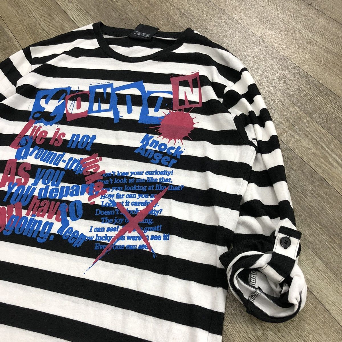 If Six Was Nine × Japanese Brand × Le Grande Bleu (L.G.B.) 2000s Durante London Punk Gothic Goa Striped Long Sleeve Size US L / EU 52-54 / 3 - 3 Thumbnail
