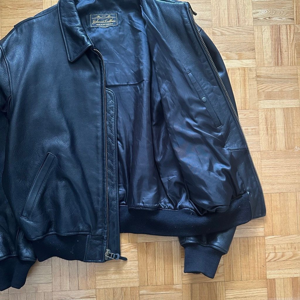 Leather Johnson Leathers San Francisco Black Leather Bomber Jacket Size US XL / EU 56 / 4 - 6 Thumbnail