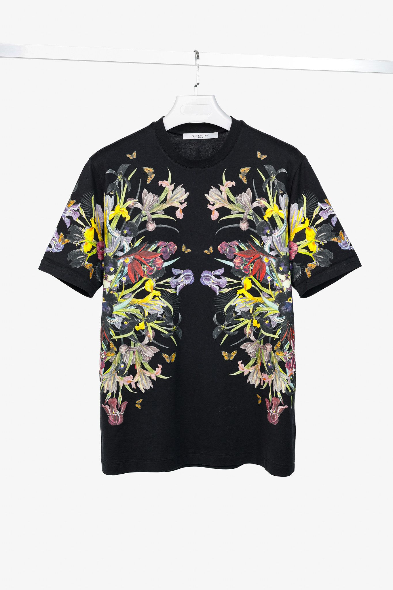 Givenchy Givenchy Black Multi Flowers Printed Cotton Jersey T-Shirt Size L / US 10 / IT 46 - 1 Thumbnail
