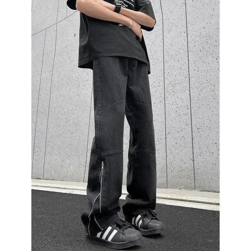 Japanese Brand Retro loose straight leg wide leg zipper jeans Size US 32 / EU 48 - 4 Thumbnail