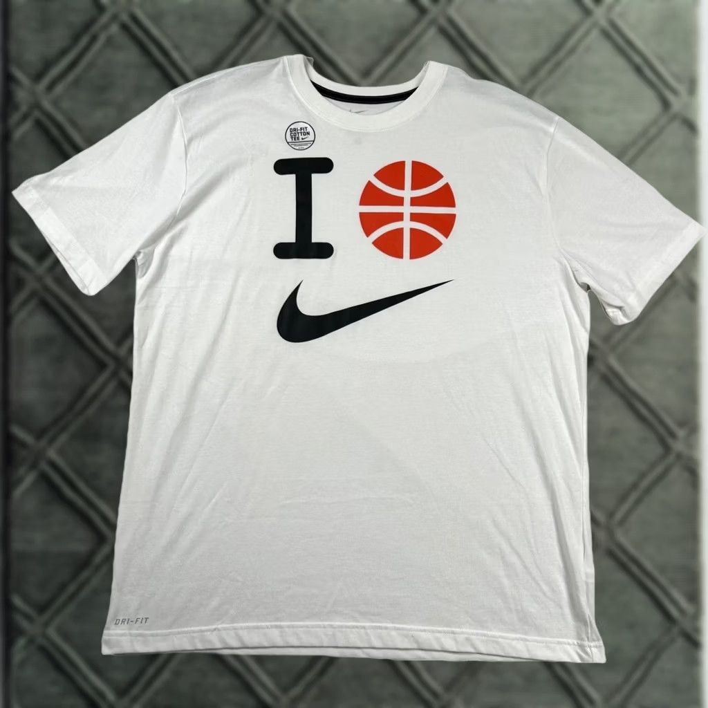 Nike Nike Dri-FIT Mens XL Basketball Shirt Cotton Tee Solid White Gym Sports Fitness Size US XL / EU 56 / 4 - 1 Thumbnail