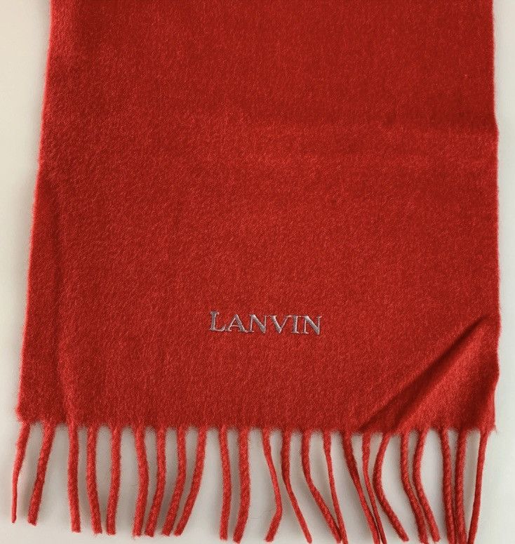 Lanvin Lanvin 🇮🇹 red cashmere fringe ends embroidered scarf NEW Size ONE SIZE - 14 Thumbnail