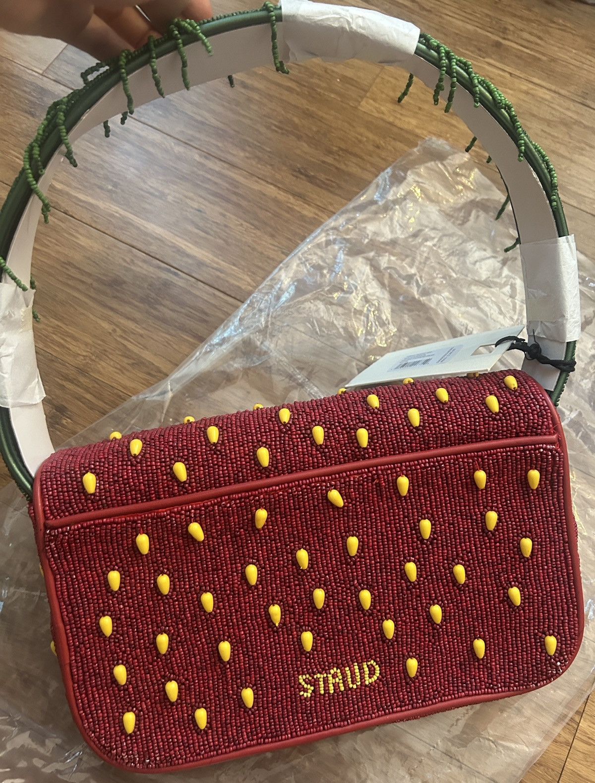Staud Staud Tommy Beaded Bag Strawberry Dream Original Price $295 Size ONE SIZE - 7 Thumbnail