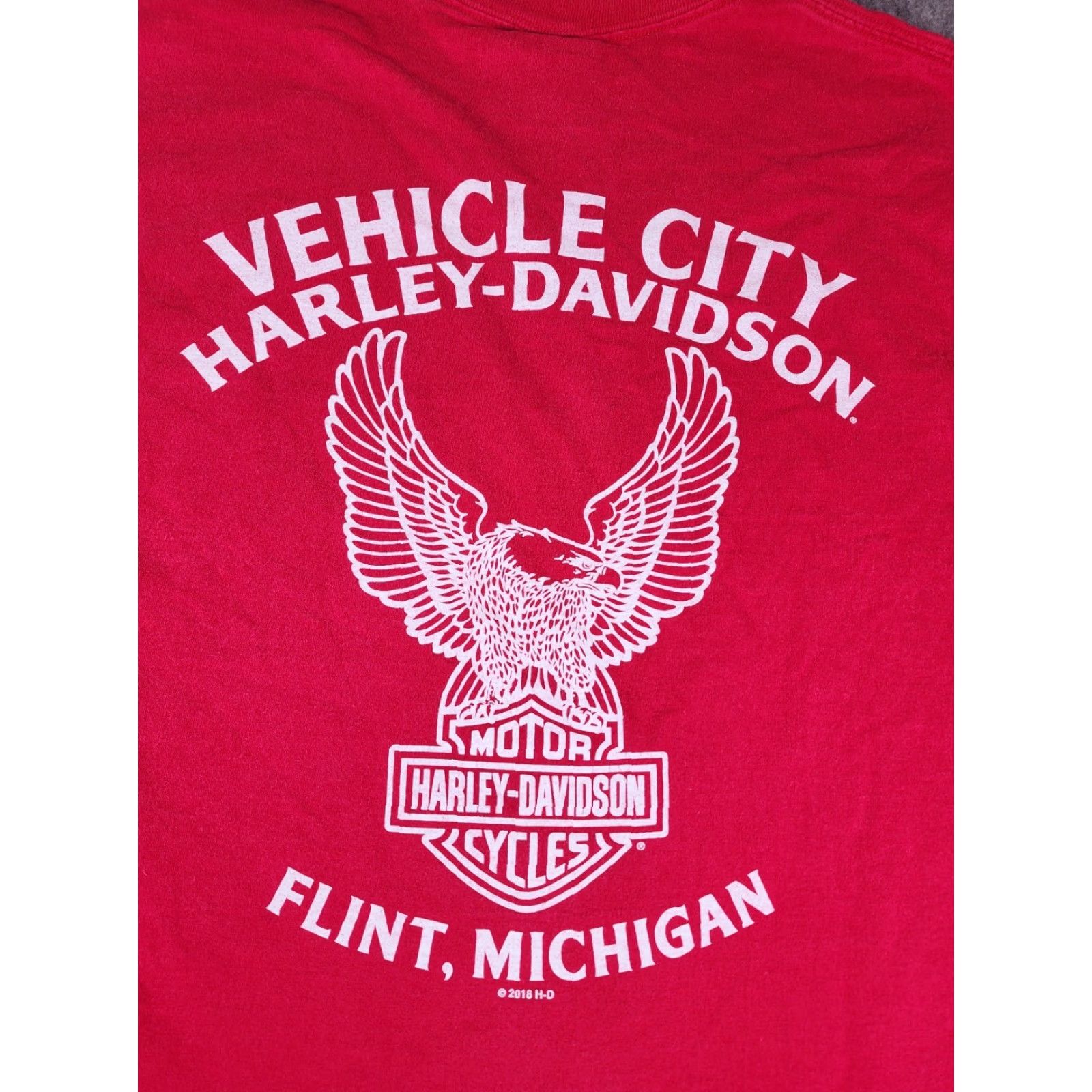 Harley Davidson Harley-Davidson T-Shirt Men XL Red Eagle Graphic Print Short Sleeve Crew Neck Biker Motorcycle USA City Flint Michigan Vintage No Size US XL / EU 56 / 4 - 8 Thumbnail