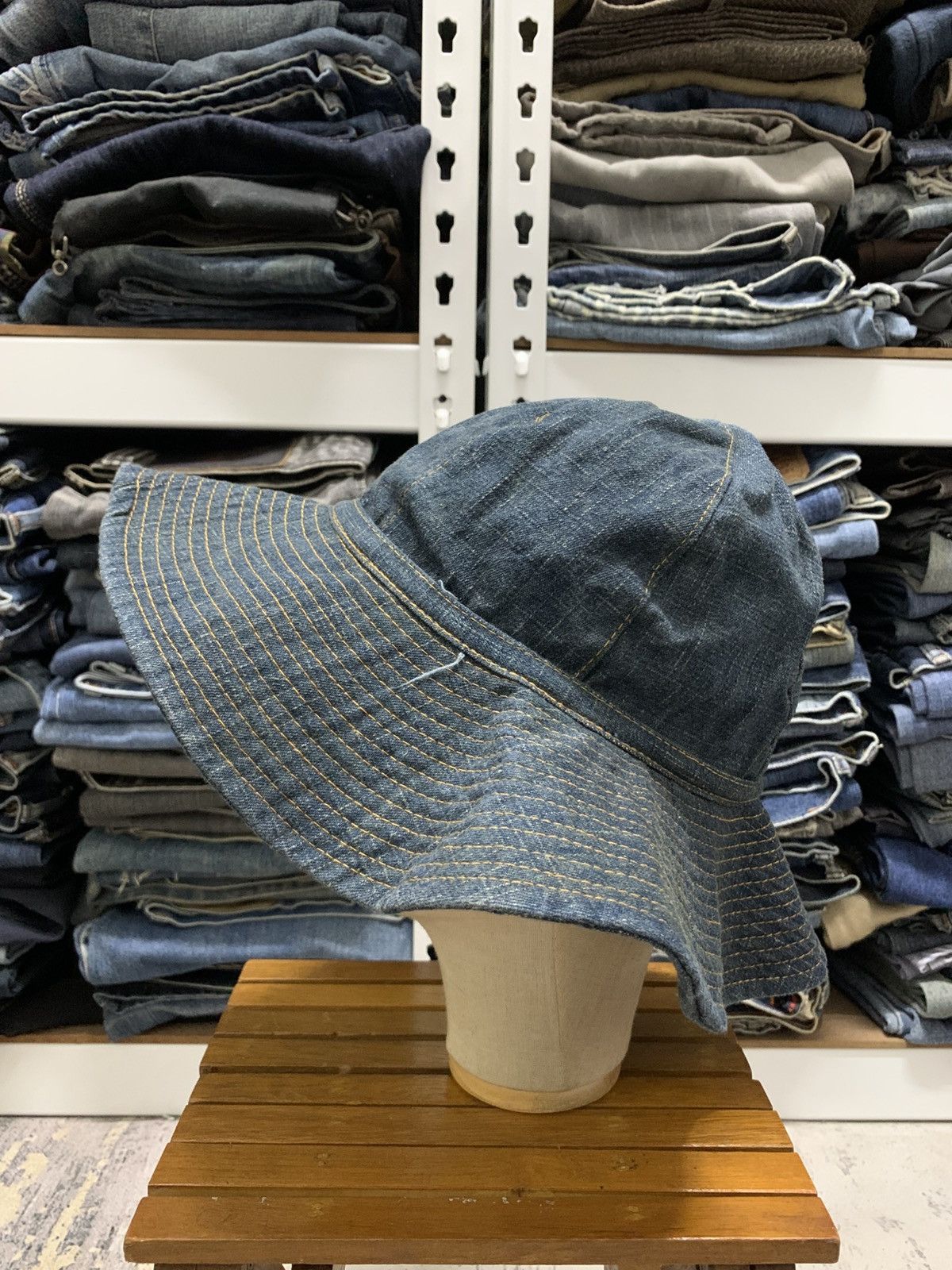 Japanese Brand Dorfman Pacific Denim Bucket Hats Wide Brim Size ONE SIZE - 3 Thumbnail