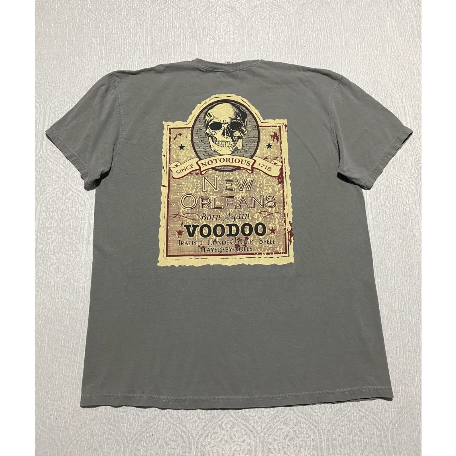 Comfort Colors Comfort Colors Shirt New Orleans Voodoo Skull Graphic Tee Cotton Gray XL Mens Size US XL / EU 56 / 4 - 3 Thumbnail