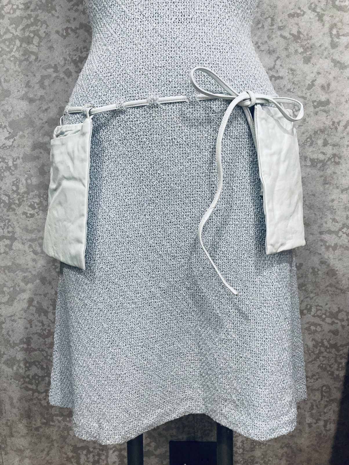 Japanese Brand 2000s Runway Open Back Knit Dress Lamb Leather Cord Y2K Size S / US 4 / IT 40 - 6 Thumbnail