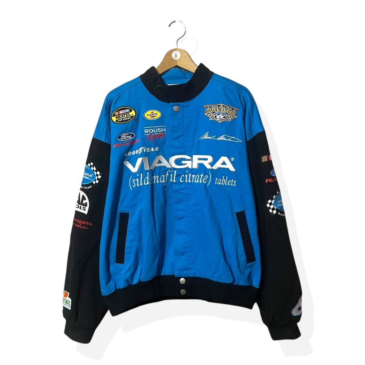 Ford × Vintage NASCAR Mark Martins Racing Team "VIAGRA" Bomber Jacket Size US M / EU 48-50 / 2 - 1 Thumbnail