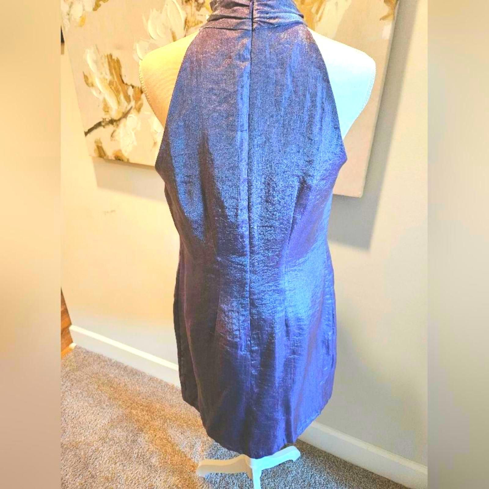 Designer I,N, Studio Purple Sheen Fabric Halter Neck Dress Size M / US 6-8 / IT 42-44 - 3 Thumbnail