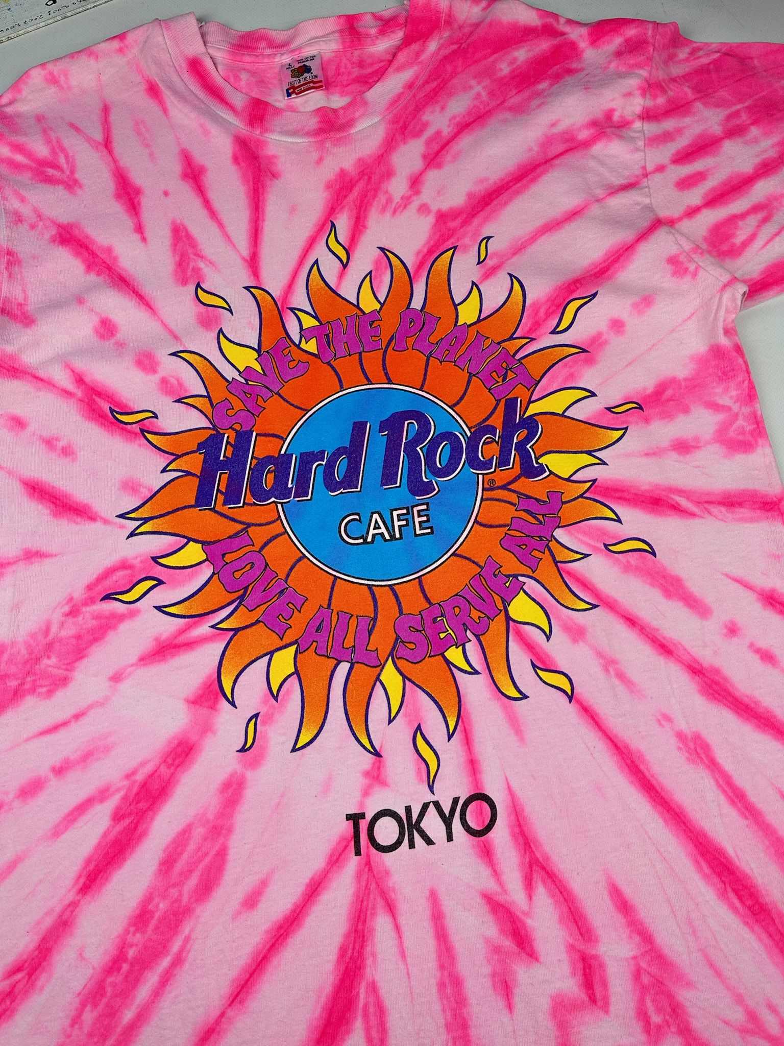Hard Rock Cafe 90s Tokyo Save The Planet Love Serve All Single Stitch Tee Size US L / EU 52-54 / 3 - 2 Thumbnail