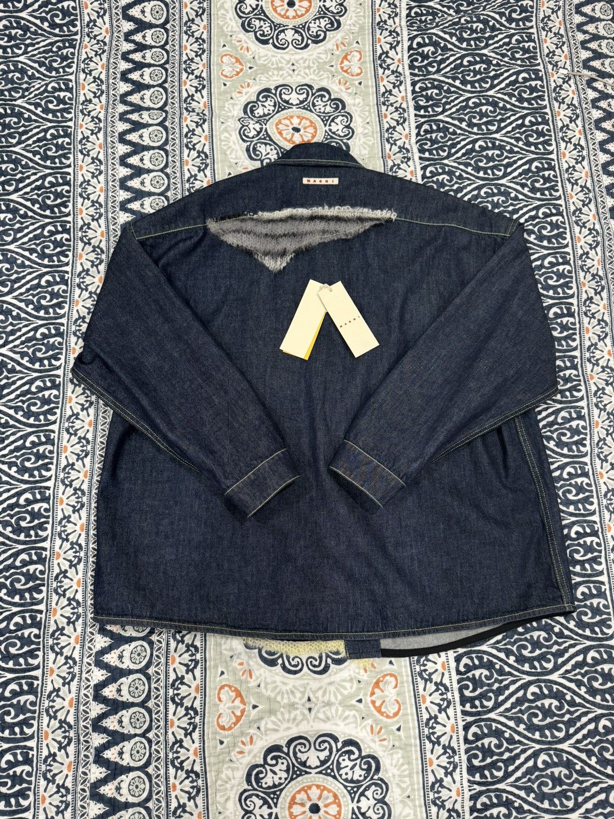 Marni Marni Wool-Patched Denim Jacket Size US XL / EU 56 / 4 - 6 Thumbnail