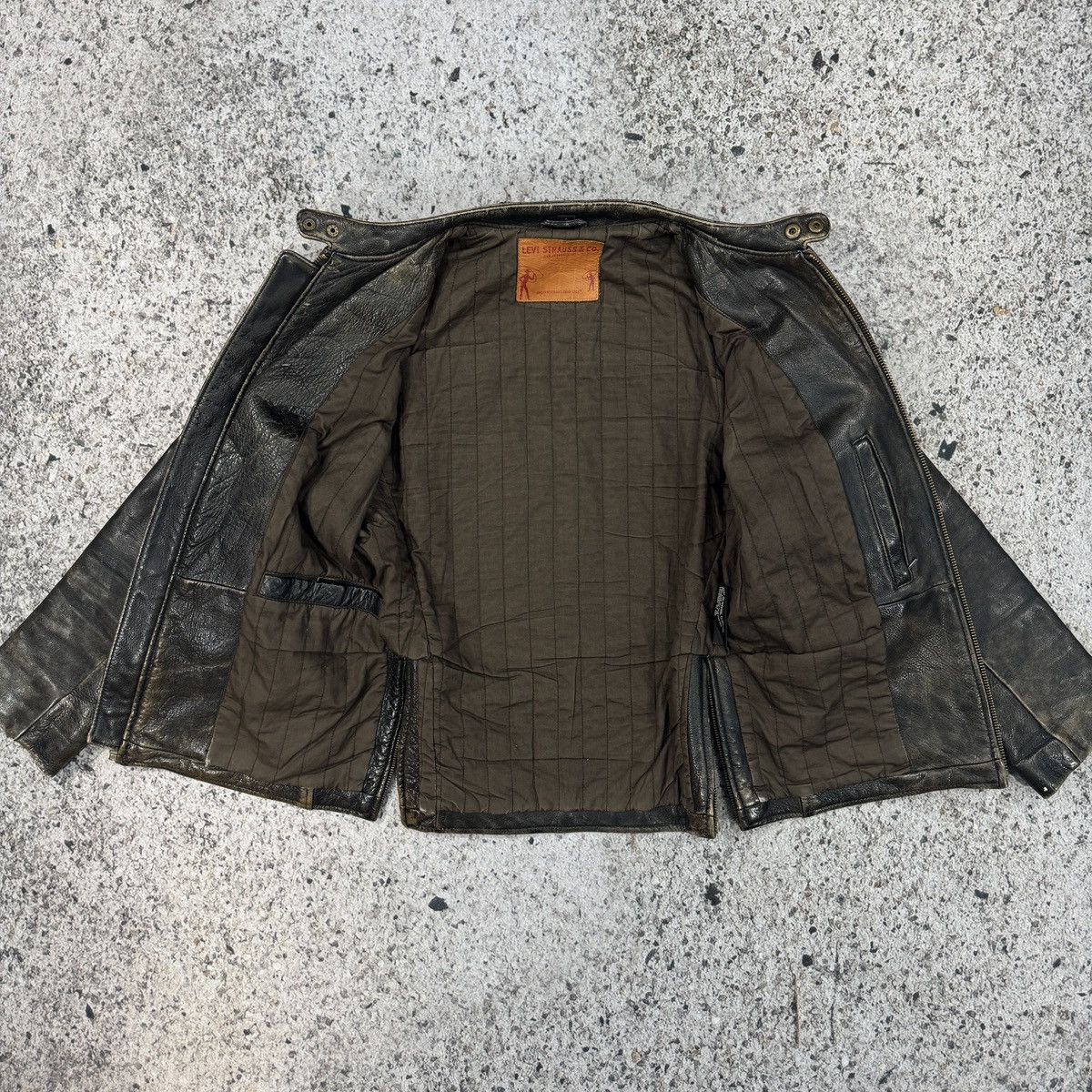 Levi's Vintage Levi's Faded Leather Cafe Racer Style Zip Jacket Size US S / EU 44-46 / 1 - 12 Thumbnail