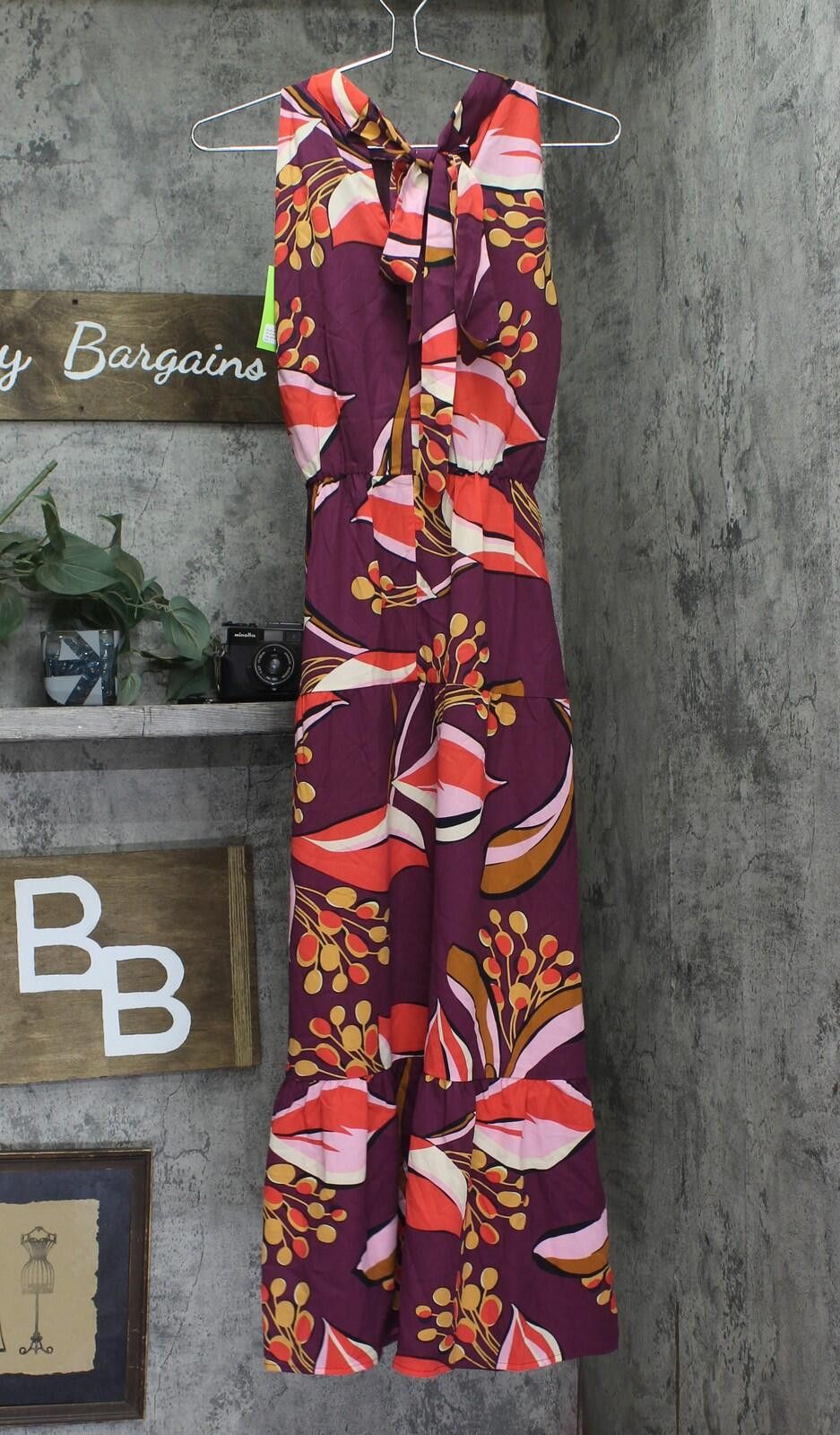 Other Nwt Sam Edelman Floral High-neck Dress Wine Multi Red 4 Size S / US 4 / IT 40 - 2 Thumbnail