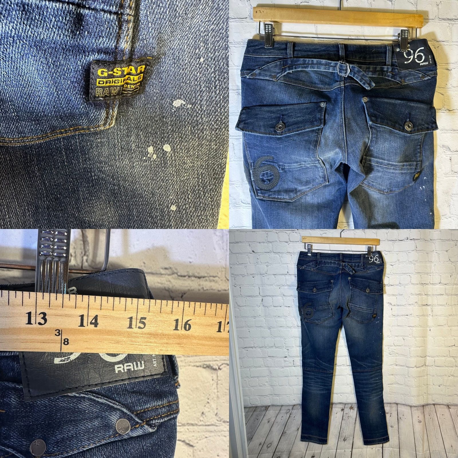 Vintage G-Star Raw 5620 Heritage Jeans Dark Wash Paint Splatter Womens Jeans Slim Motorcycle Grunge 27 Womens Size 27" / US 4 / IT 40 - 8 Thumbnail