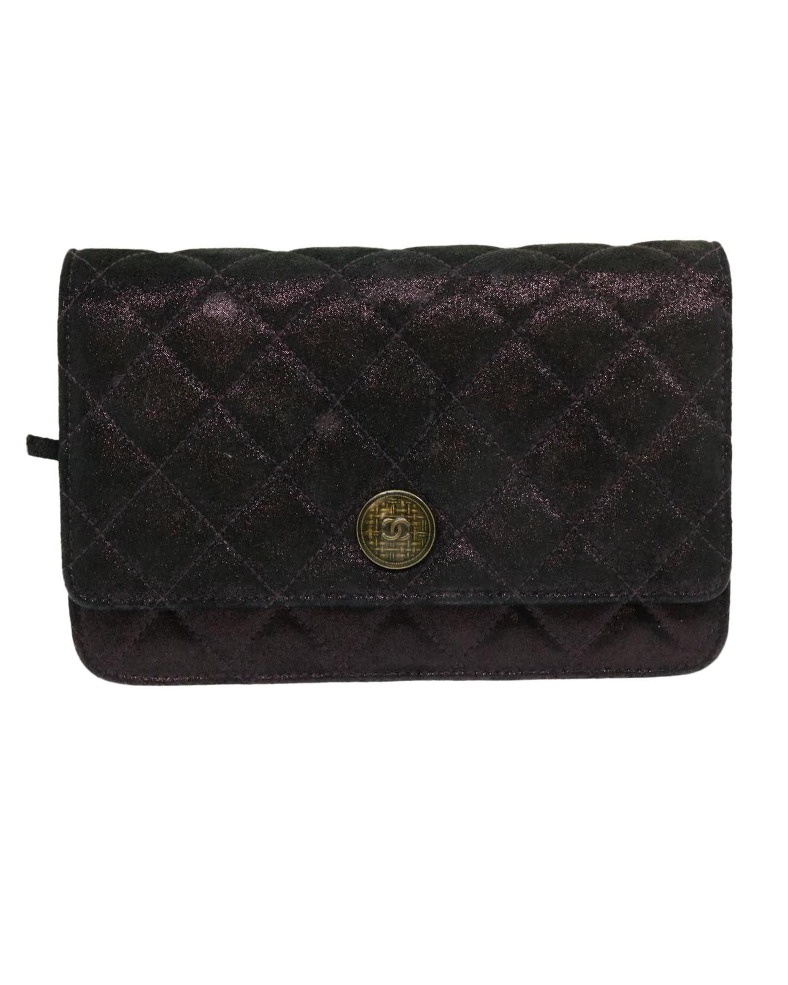 image of Chanel Captivating Purple Satin Matelasse Shoulder Bag, Women's