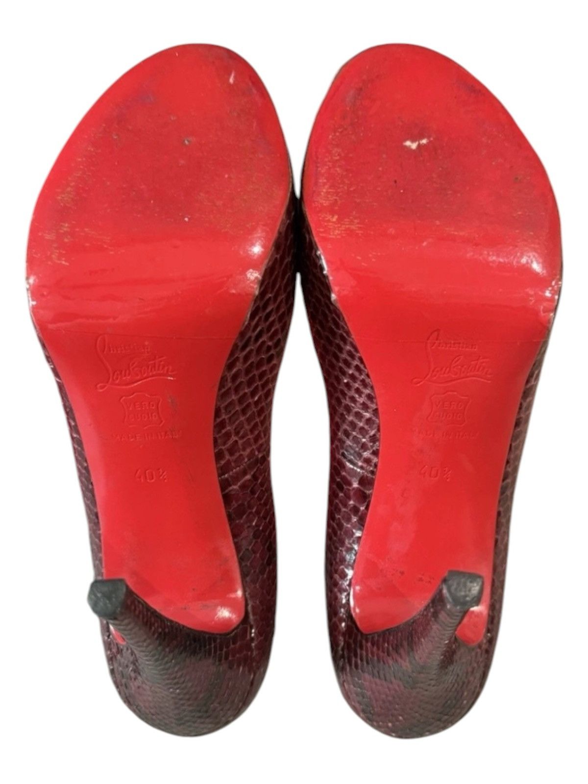 Christian Louboutin Christian Louboutin Burgundy Python Peep Toe Heels EU 40.5 Size US 10.5 / IT 40.5 - 5 Thumbnail