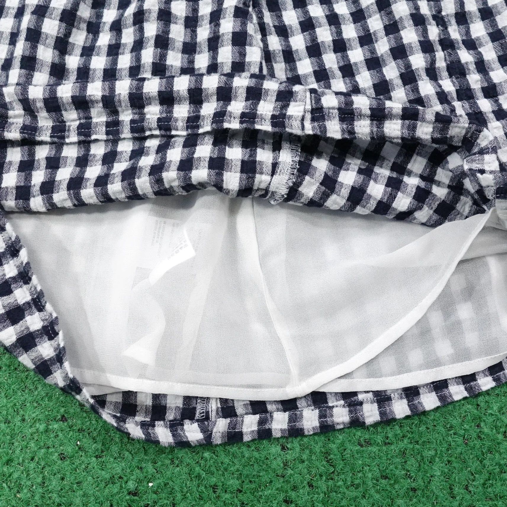 Vintage VINTAGE American Eagle Gingham Check Skirt Womens Small Casual A-Line Mini Lined Cotton Linen Blue Size 28" / US 6 / IT 42 - 5 Thumbnail