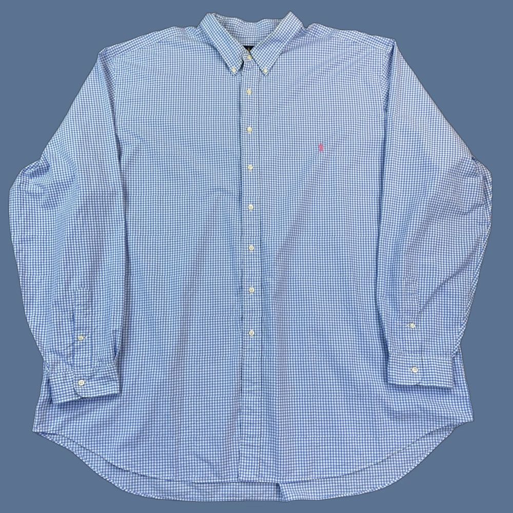 Ralph Lauren VINTAGE Ralph Lauren Shirt Mens 4XLT Blue Gingham Check Long Sleeve Button-Down Casual Size US XXL / EU 58 / 5 - 1 Thumbnail