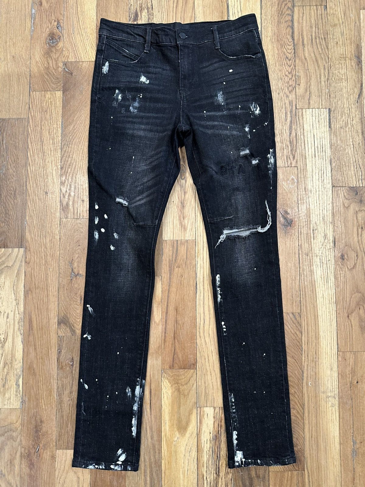 Rta Small Spell Paint Splatter Black Denim Jeans Size 29