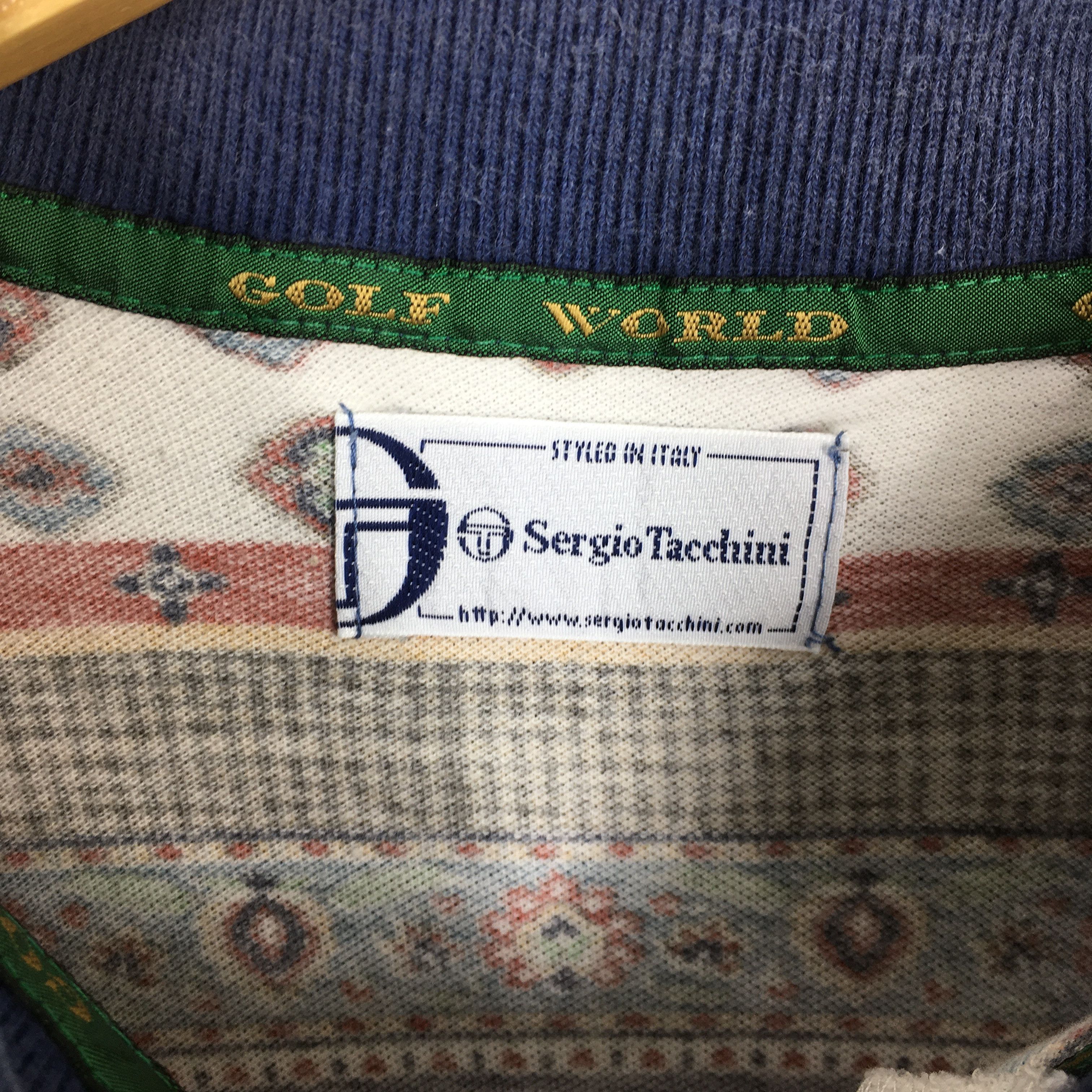 Sergio Tacchini Vintage 90s Sergio Tacchini Paisley Striped Polo Shirt L Size US L / EU 52-54 / 3 - 5 Thumbnail