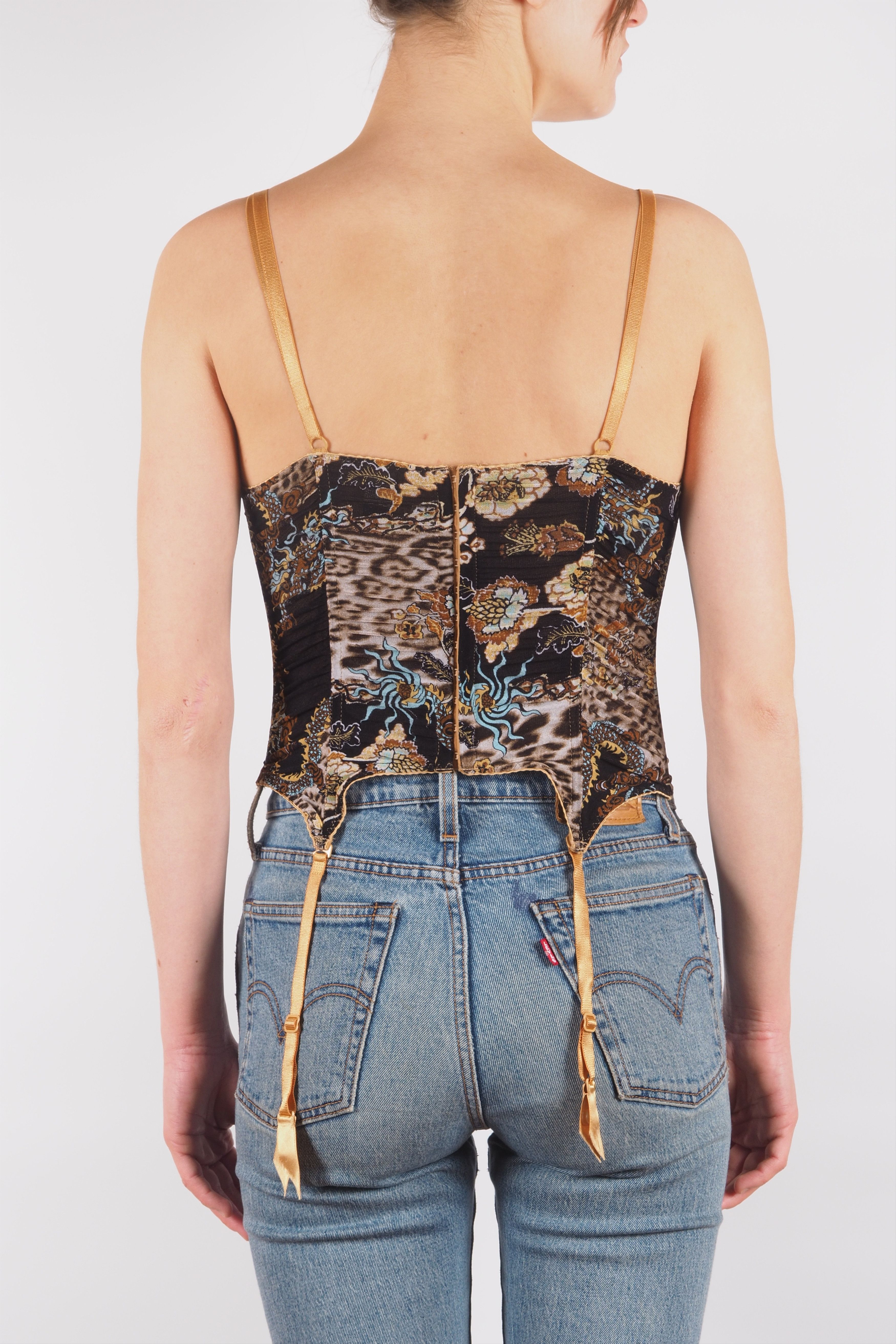 Roberto Cavalli Roberto Cavalli Vintage Floral Animal Print Corset Top Size L / US 10 / IT 46 - 5 Thumbnail