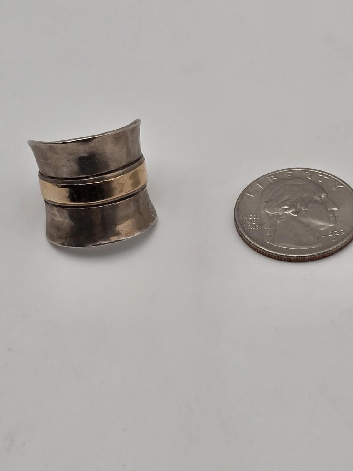 The Unbranded Brand Vintage Israel Sterling Silver 925 10k Gold Modernist Ring 7 Size ONE SIZE - 5 Thumbnail