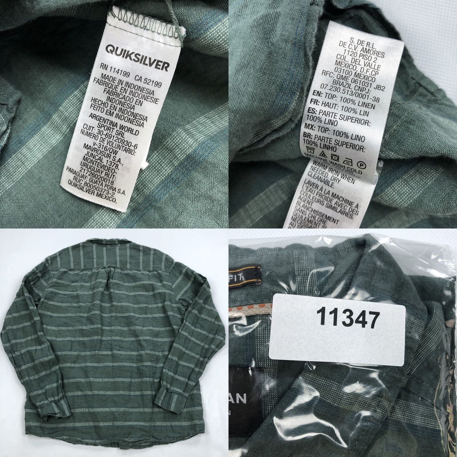 Quiksilver Quiksilver Waterman Collection Men's XL Green Stripe Tailored Fit Linen Coastal Shirt Times 3 Button Pocket Beach Outdoor Modern Size US XL / EU 56 / 4 - 8 Thumbnail
