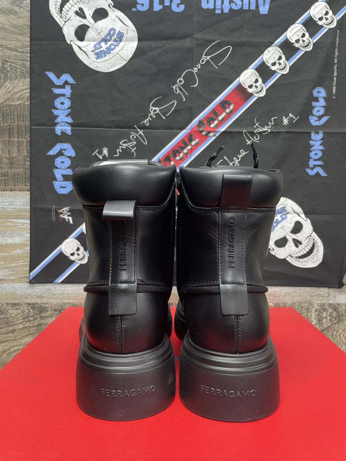 Salvatore Ferragamo Salvatore Ferragamo Men’s Black Maxi-Tongue Combat Boots 10 Size US 10.5 / EU 43-44 - 5 Thumbnail