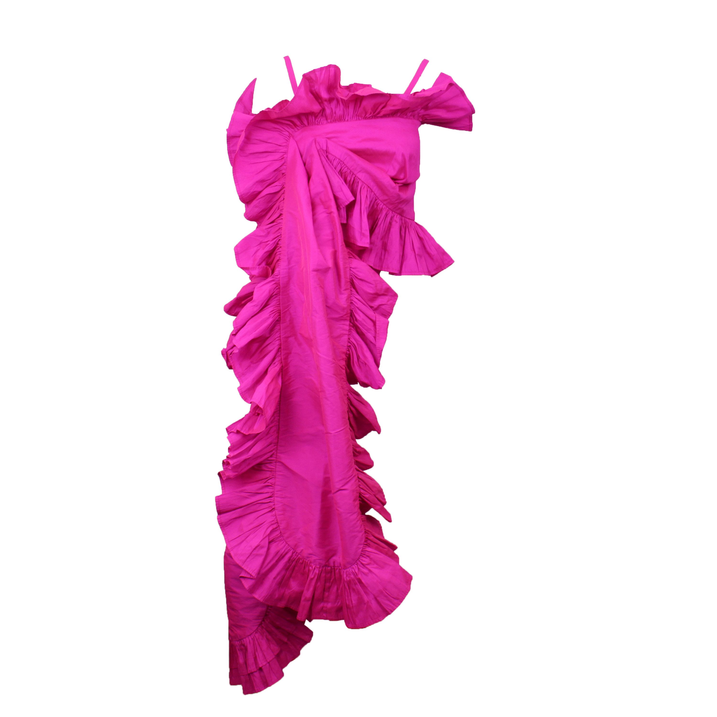 image of Fushcia Vaquera Fuschia Ruffle Top Size M, Women's