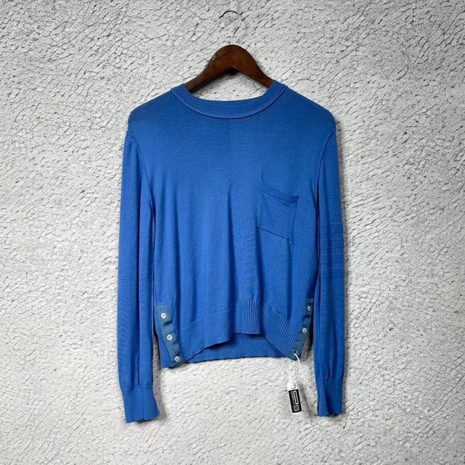Thom Browne Thom Browne Blue Wool Crewneck Sweater 2 Size US M / EU 48-50 / 2 - 1 Thumbnail