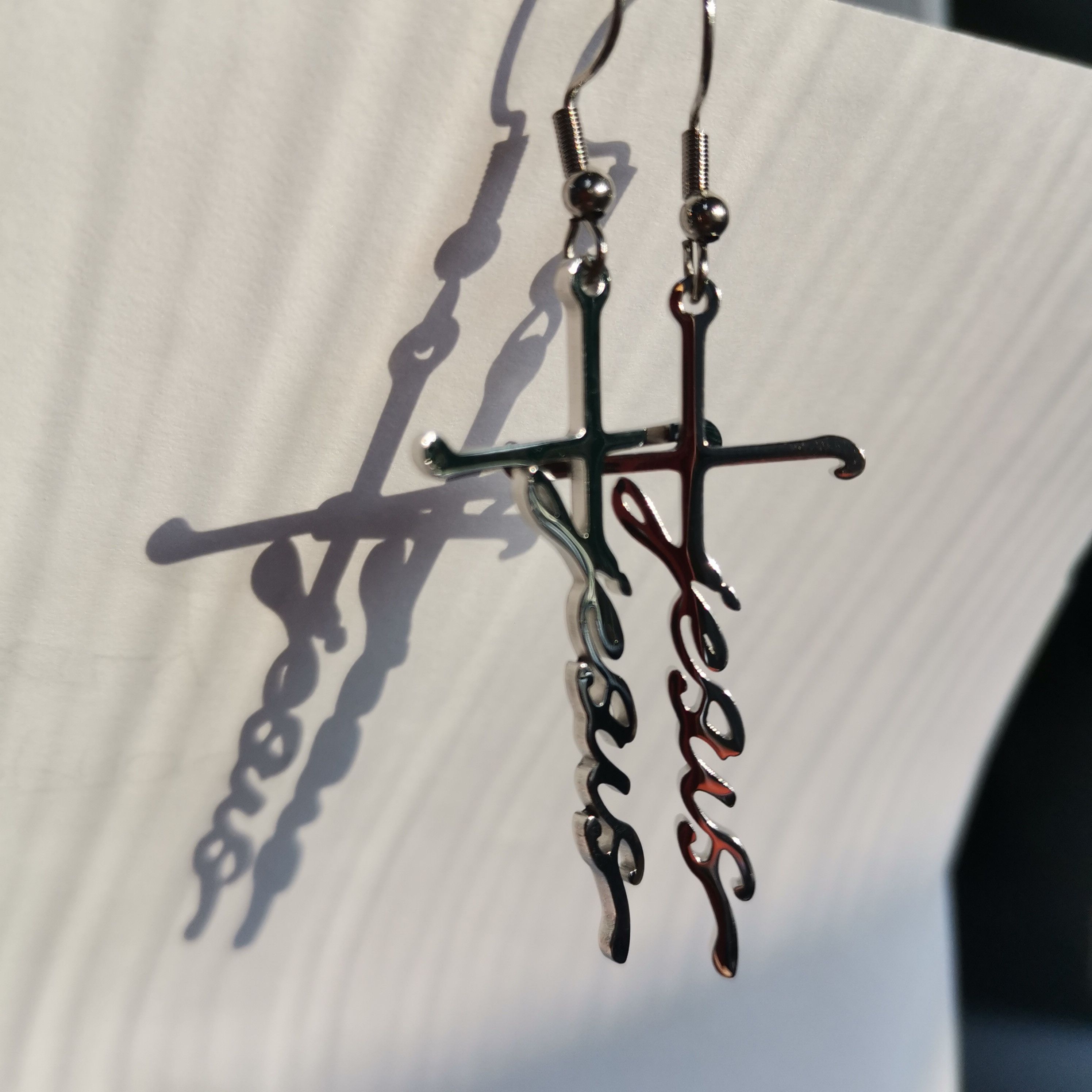 Other Silver Jesus Cross Earrings Christian Religious Jewelry Gift Size ONE SIZE - 4 Thumbnail